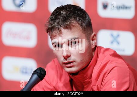 Belgium's Zinho Vanheusden pictured during a press moment of Belgian national soccer team Red Devils to prepare three qualification games for the 2022 Stock Photo