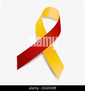 Red and yellow ribbon awareness World hepatitis day, Coronavirus, HIV, HCV co-infection. Isolated on white background. Vector  illustration. Stock Vector