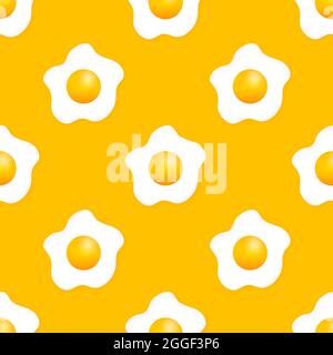 Fried egg pettern on yellow background. Vector illlustration. Stock Vector