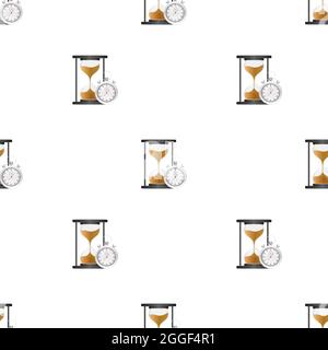 Hourglass pattern. Highly detailed. Antique clock with sand inside. Vector illustration. Stock Vector