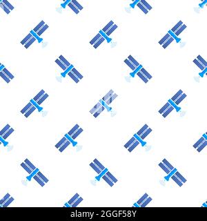 The satellite pattern. Artificial satellites orbiting the planet Earth, GPS. Vector stock illustration. Stock Vector