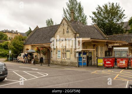 A view from the car park of the main building at Bradford-on-Avon Railway Station, August 11, 2021 Stock Photo