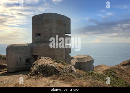 German Observation Bunker built during World War 2 on the island of Guernsey, one of the Channel Islands in the English Channel. Stock Photo