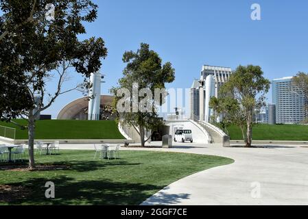 SAN DIEGO, CALIFORNIA - 25 AUG 2021: Grounds at the Rady Shell in Jacobs Park. Stock Photo