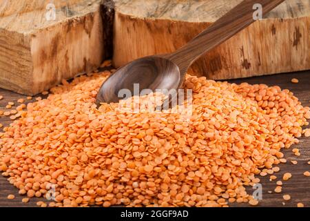 Very Healthy Food; Raw Peeled Red Lentils Stock Photo