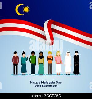 happy malaysia day flat vector poster design Stock Vector