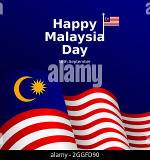 happy malaysia day flat vector poster design Stock Vector