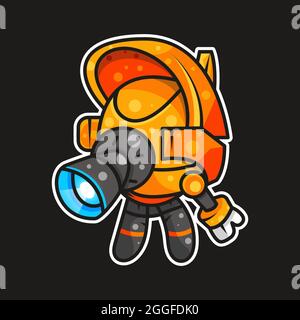 illustration of robot for character, sticker and t-shirt illustration. Stock Vector