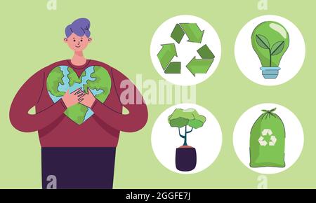 five ecology icons Stock Vector