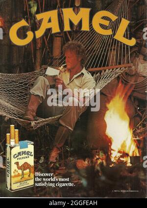 Camel cigarettes Camel filters paper advert ad advertisement 1970s 1980s  american cigarettes Stock Photo