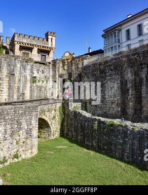 Hondarribia, Spain - 29 Aug 2021: Santa Maria gate at the entrance to old town Hondarribia Stock Photo