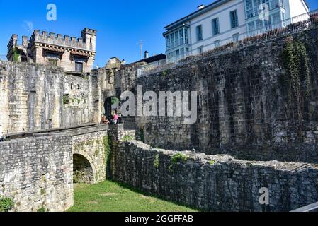 Hondarribia, Spain - 29 Aug 2021: Santa Maria gate at the entrance to old town Hondarribia Stock Photo