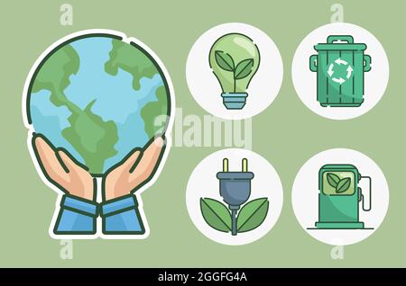 five ecology concept icons Stock Vector