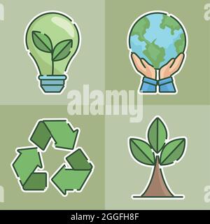 four ecology concept icons Stock Vector