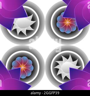 Brightly colored graphic flower pattern seamless design Stock Vector