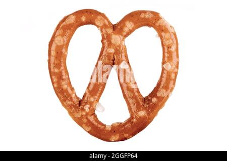 One pretzel food snack close up isolated on white background Stock Photo