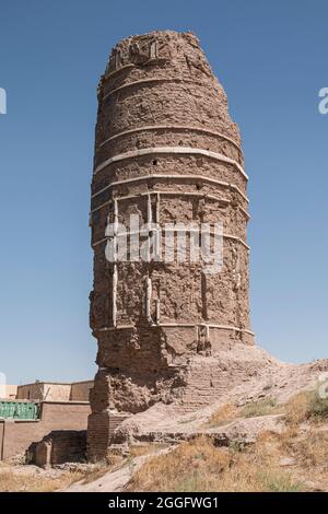 Historical minarets in Herat was built In the reign of Shahrukh Mirza in 1438, Afghanistan Stock Photo