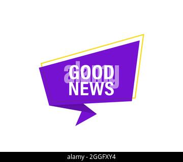 Good news banner. Announcement. Megaphone with good news message in bubble speech banner. Social media like button. Stock Vector