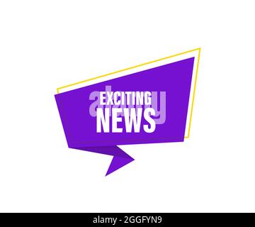 Exciting news. Vector banner. Announcement. Megaphone with exciting news message in bubble speech banner. Stock Vector