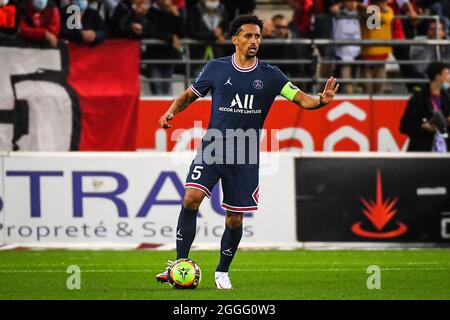 Reims, France, France. 29th Aug, 2021. MARQUINHOS of PSG during the Ligue 1 match between Paris Saint-Germain (PSG) and Stade Reims at Stade Auguste Delaune on August 29, 2021 in Reims, France. (Credit Image: © Matthieu Mirville/ZUMA Press Wire) Stock Photo