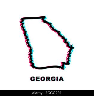 Georgia, United States. Simple vector map. State shape. Outline regions ...