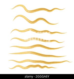 Watercolor golden smear on white background. Vector illustration for web, template, posters, card, decoration, wrapping paper. Contrast colorful Stock Vector