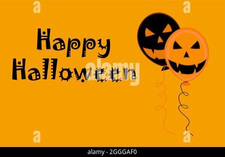 Vector illustration of balloons on a black background. Happy Halloween concept with space for text, copy space. Stock Vector