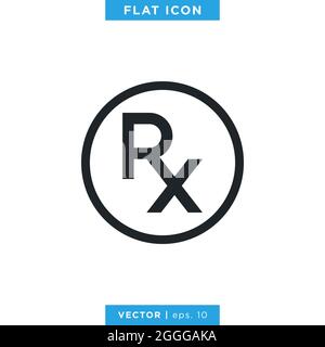RX Medical Icon Vector Illustration Logo Design Template. Stock Vector
