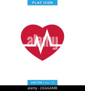Heart and Cardiogram Icon Vector Stock Illustration Design Template. Stock Vector