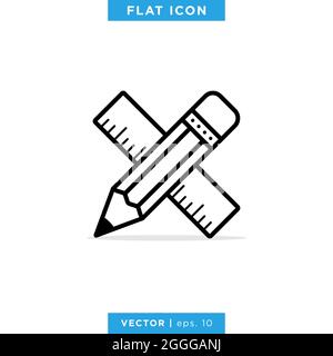 Pencil and ruler icon vector stock illustration design template. Vector eps 10. Stock Vector
