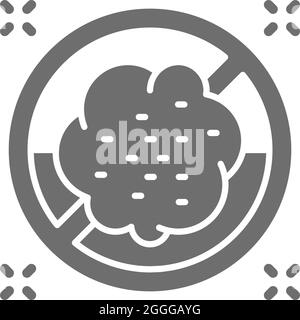 Forbidden sign with dust, allergy grey icon. Stock Vector