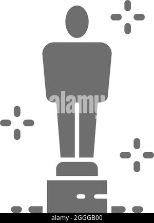 Academy award, oscar, prize, trophy grey icon. Stock Vector