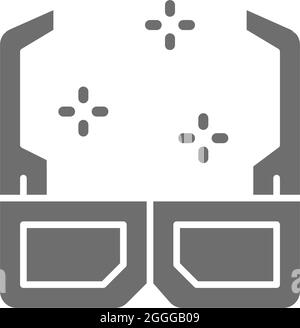 3D cinema glasses grey icon. Isolated on white background Stock Vector