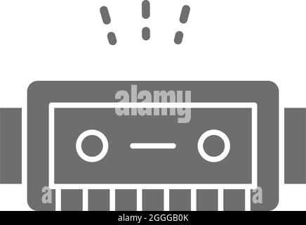 Harmonica, music instrument grey icon. Isolated on white background Stock Vector