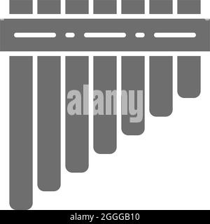 Pan Pipes, bamboo peruvian flute grey icon. Stock Vector