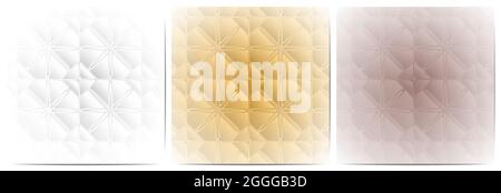 Set of geometric pattern polygonal shape. Luxury of white,gold and copper gradient background Stock Vector