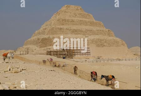 Egypt Cairo - Step Pyramid of Djoser in Saqqara necropolis Stock Photo