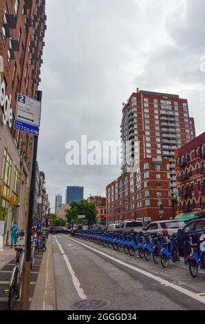 New York City street view in Garment District.  8th Avenue & W 44th Street.  New York City, New York, USA.  July 19, 2021. Stock Photo