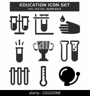 Set Icon Vector of Education 1 - Glyph Style - Simple illustration, Editable stroke, Design template vector, Good for prints, posters, advertisements, Stock Vector