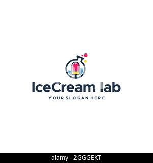 colorful Ice cream laboratory kids school logo design Stock Vector
