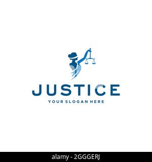 minimalist JUSTICE weigher judge icon line weigher logo design  Stock Vector