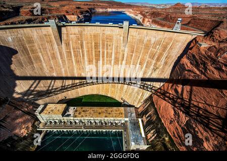 The Glen Canyon Bridge is located by Glen Canyon Dam and is a steel ...