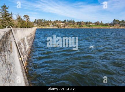 The Bassin de Saint-Ferréol is the central water reserve of the Canal du Midi in southernFrance Stock Photo