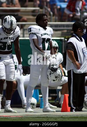 August 28, 2021 - Hawaii Rainbow Warriors running back Dedrick Parson ...