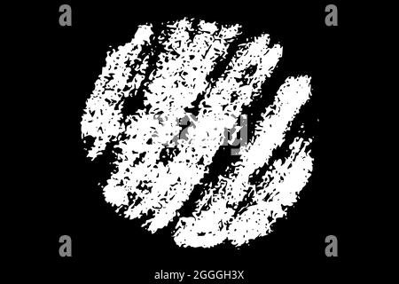 Circle hand drawn in chalk on black background. Monochrome stain element. Digitally generated image. Vector illustration, Eps 10. Stock Vector