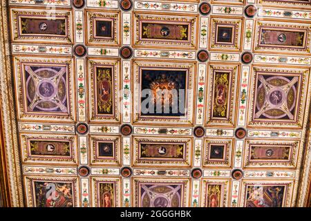 Decorative ceiling of the National Gallery of Umbria in Perugia Italy Stock Photo