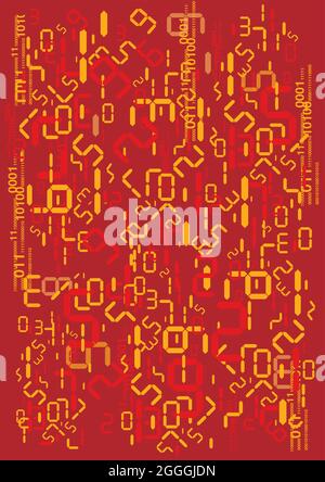 Stream of digital numbers, background. Illustration of red backdrop with digits.Vector available. Stock Vector