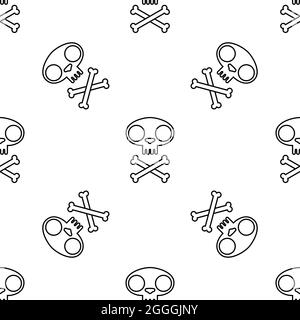 Cat skull symbol with bones seamless pattern Stock Vector