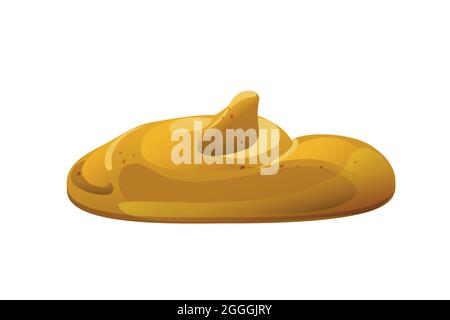 Mustard yellow stain. Dijon honey sauce cream. Vector design in cartoon style for food branding. Stock Vector