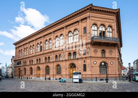 Riga, Latvia. August 2021.  Outdoor view of  Riga Stock Exchange shop of the Art Museum palace in the city center Stock Photo